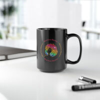 Mind Over Matters with Gold Trim Black Ceramic Mug