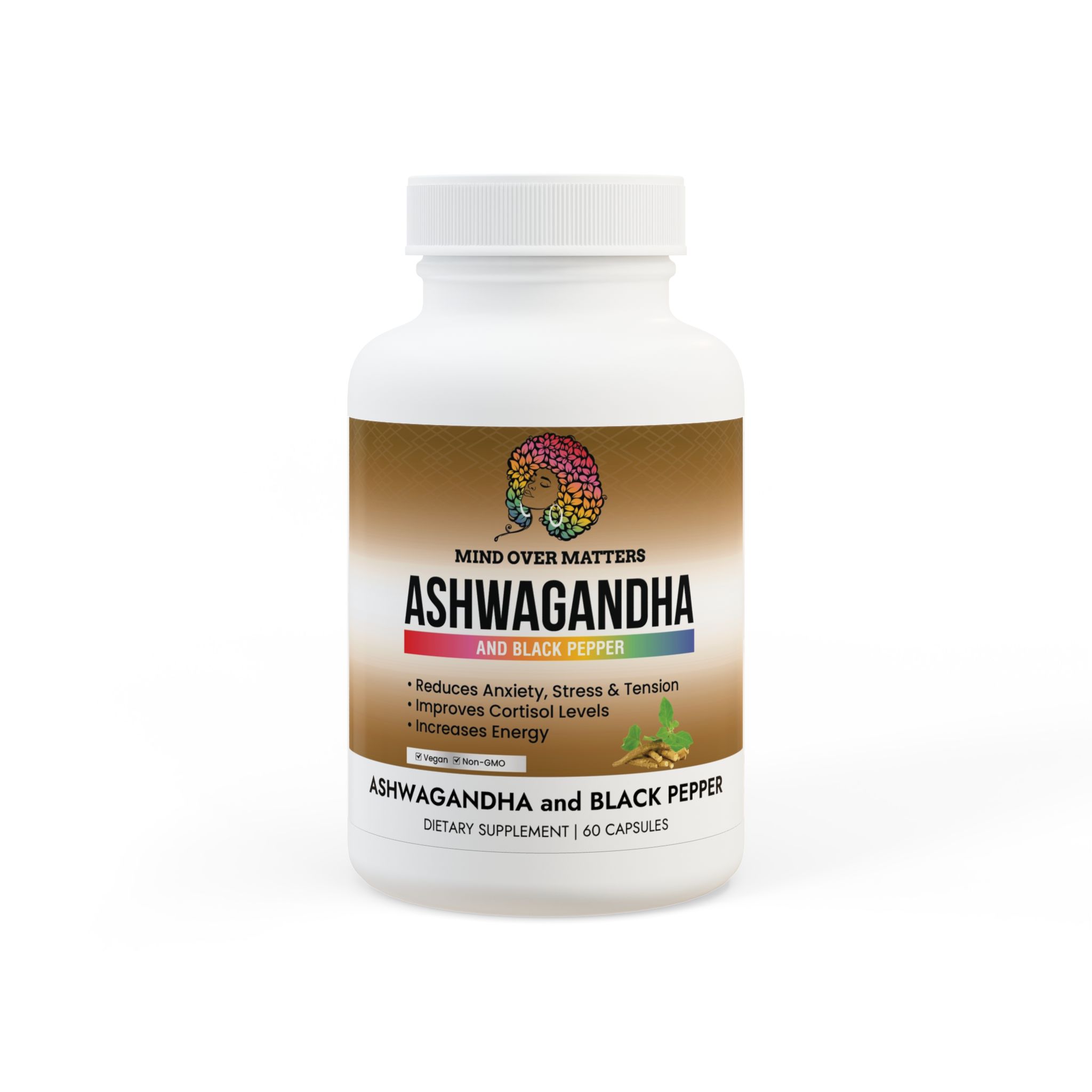 Ashwagandha and Black Pepper Herbal Supplement.